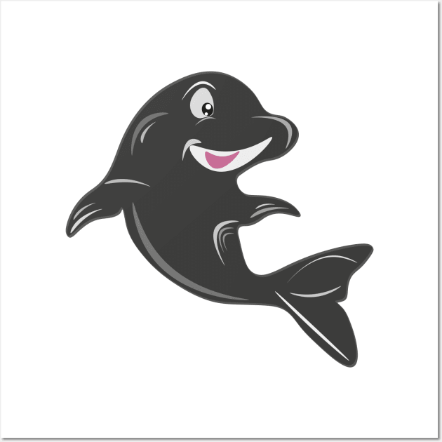 Adorable Kawaii Dolphin Wall Art by letzdoodle